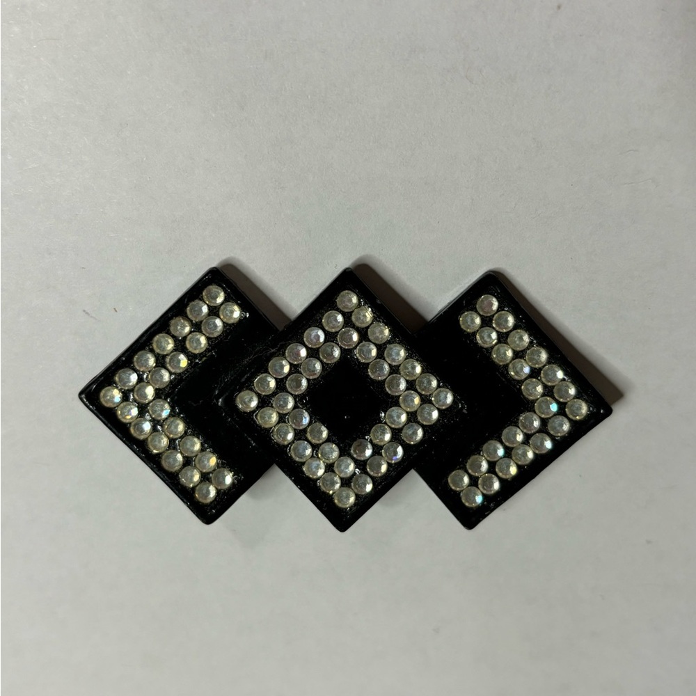 Crystal Stone And Black Pin Brooch